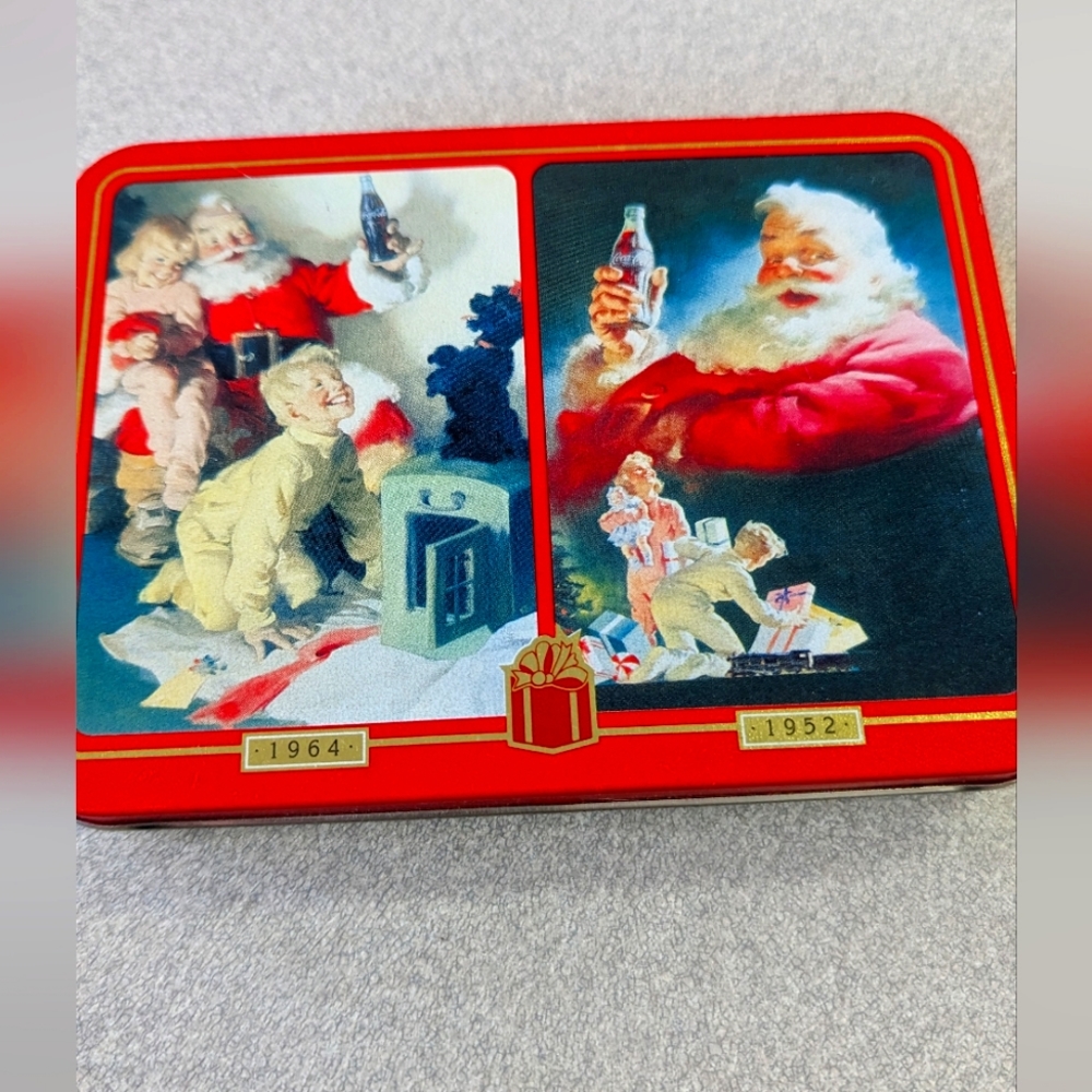 Coca-Cola 1964/1952 Christmas Santa Claus Playing Cards 2 Decks New In Tin 1996